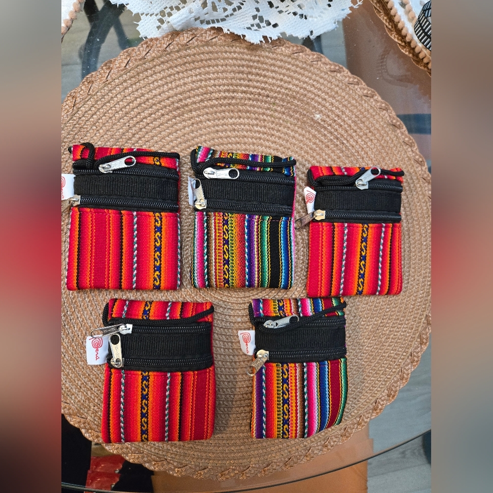 Colorful Striped Coin Pouch Set For Girls